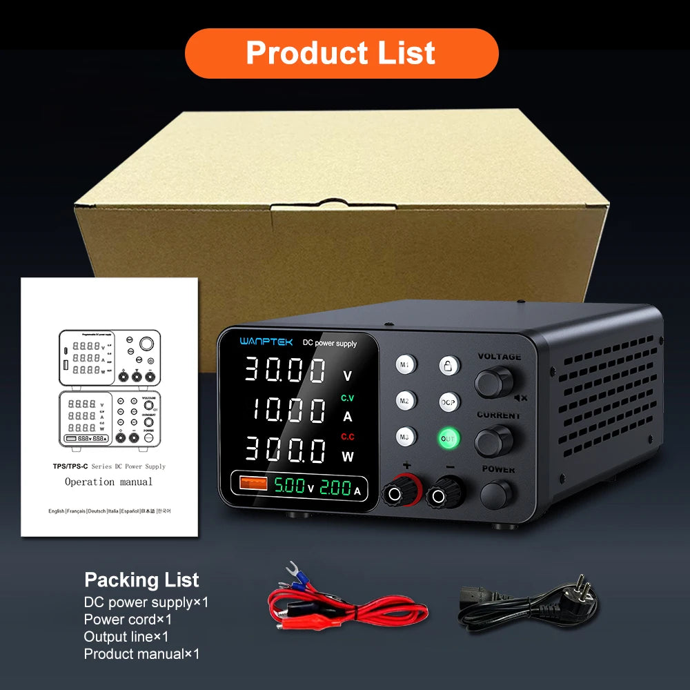New Wanptek DC Power Supply 30V 10A Laboratory Switching Power Supply TPS-C3010 Three-Group Memory Function Preset Current.