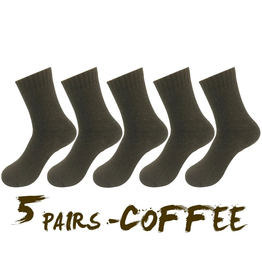 5 Pairs/Lot Thick Wool Socks Men Winter Warm Cashmere Breathable Long Sock Outdoor Male Meias New 7 Colors Hot Sale 2023.