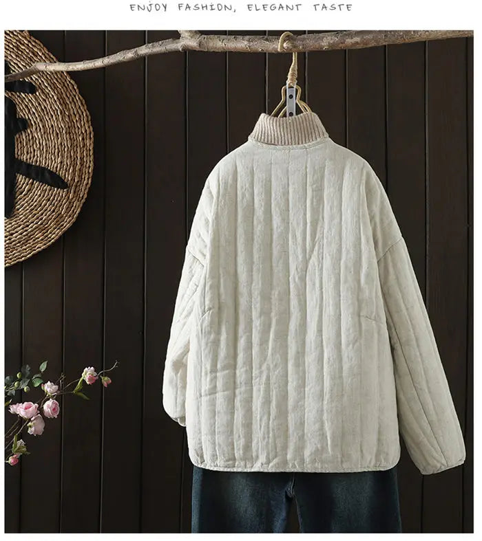 2023 Retro Kunst Winter kurze Jacke Frauen einfarbig personal isierte vielseitige lose lässige Baumwoll mantel geste ppte Tops z4260.