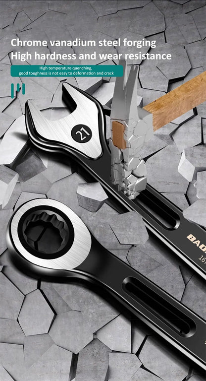 1PC 6-22mm Kombination Ratsche Dual-zweck Schlüssel Metric Universal Spanner arbeitssparende Anti Slip reparatur Werkzeug Hand Werkzeug