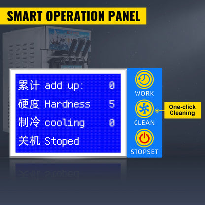 SIHAO Commercial Soft Serve Ice Cream Machine - Tri-Flavor 18L/H with LCD Display & One-Touch Cleaning for Dessert Shops, Cafes.