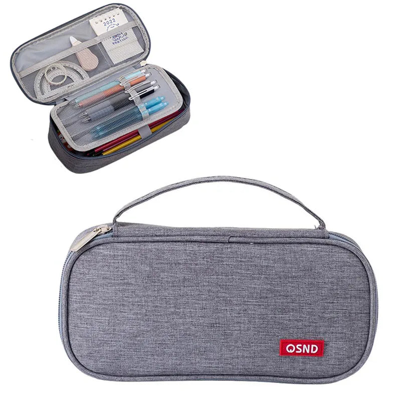 Stift-Aufbewahrungstasche, Federmäppchen, 2-lagig, große Kapazität, Kosmetik, hochwertiges Lernzubehör, einfache Schreibwarenboxen für Studenten