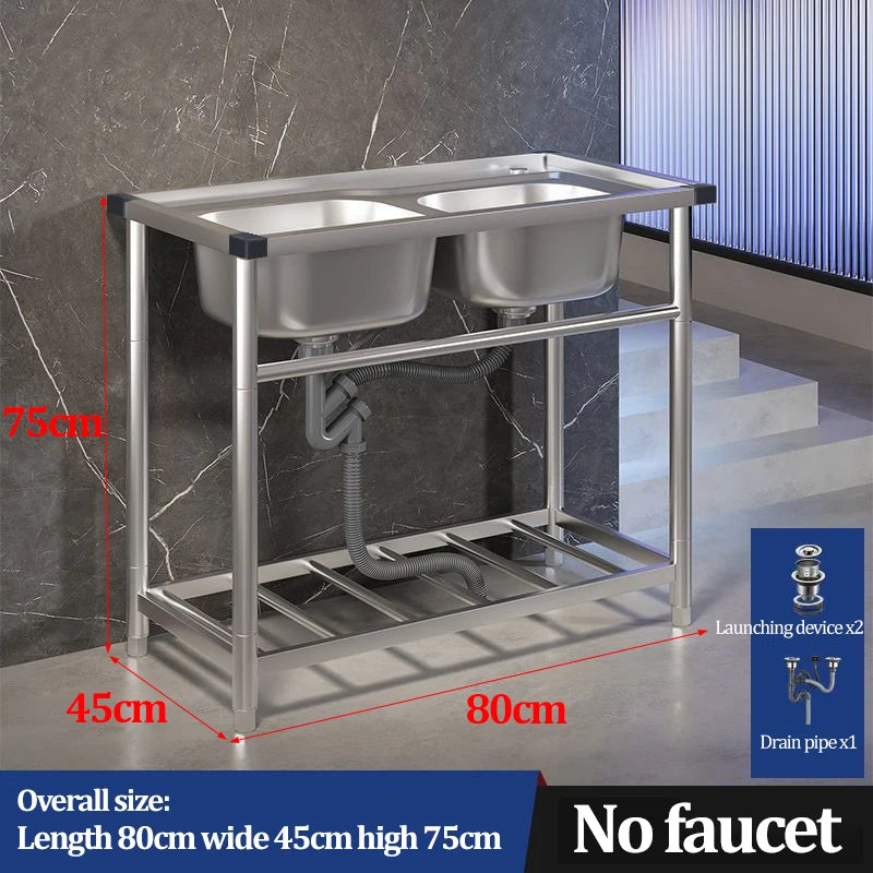 Wash Basin 304 Stainless Steel Sink with Bracket Single/double Sink Wash Basin For Kitchen, Garage, Laundry and Basement