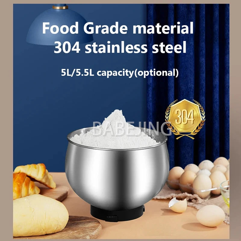 BABEJING New Hot Selling 1200w Kitchen Mixer, Electric Stainless Steel Filling Mixer, Kneading Machine.