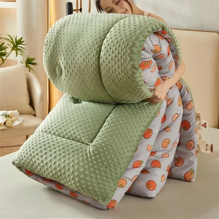 Home Textiles Comforter Stitch Printed Velvet Quilt Comforter Throw Blankets for Beds Winter Thicken Warm Quilt Core Bedding 이불