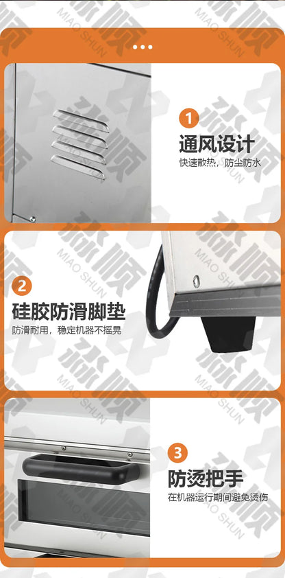 Pizzaofen aus Edelstahl, Ofen mit fester Temperatur und Timing