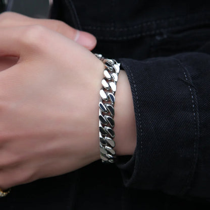 316 Stainless Steel Plated 18k Gold Fashion 8.10.12mm Encrypted Cuban Chain Miami Rap Hip Hop Men's Bracelet Accessory