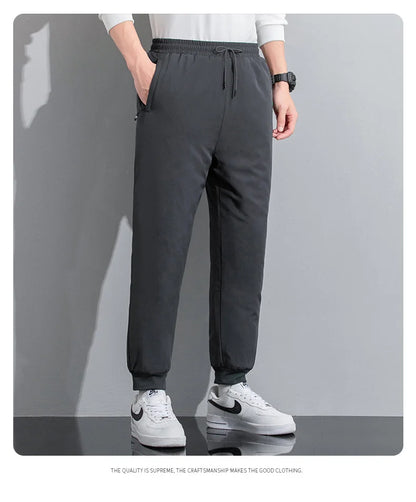 M-8XL Men's Down Pants Plus Size Winter Three-layer Windproof and Waterproof Large Size Plus Velvet Thick Warm Casual Joggers