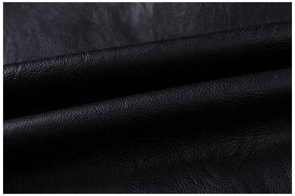 M-5XL Plus Size Men's Motorcycle Leather Jacket Winter Warm Stand Collar PU Biker Coat Casual Streetwear Fleece Lined Outerwear.