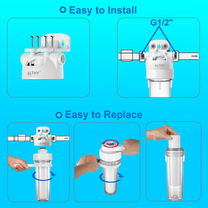 ALTHY 5 Micron Whole House Sediment Water Filter System Prefilter Purifier, 10 Inch PP cotton Pre filter.
