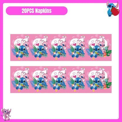 Disney Lilo und Stitch Party Dekoration Geschirr rosa Stitch alles Gute zum Geburtstag Party Thema liefert Ballon Hintergrund Tasse Teller.