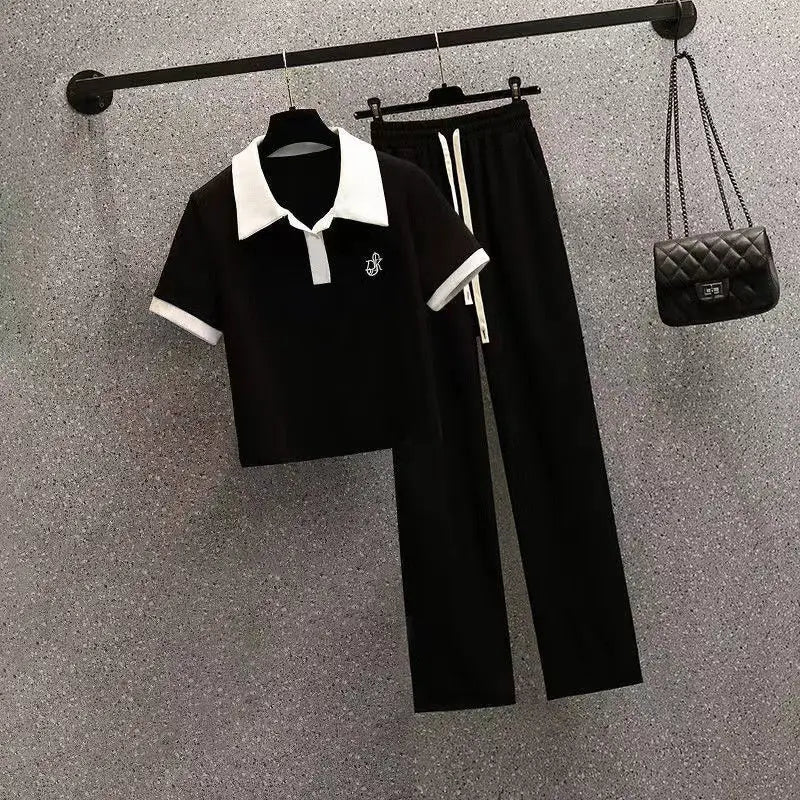 Women's Polo Neck Tee Shirts Dry Fir Top High Quality Pullover Short Sleeve T Shirt Wholesale Aesthetic Y2k Fashion Skinny White.