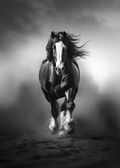 Black and White Wild Horses Canvas Paintings on The Wall Art Posters Prints Wall Picture Modern Animals Art Room Home Decor.