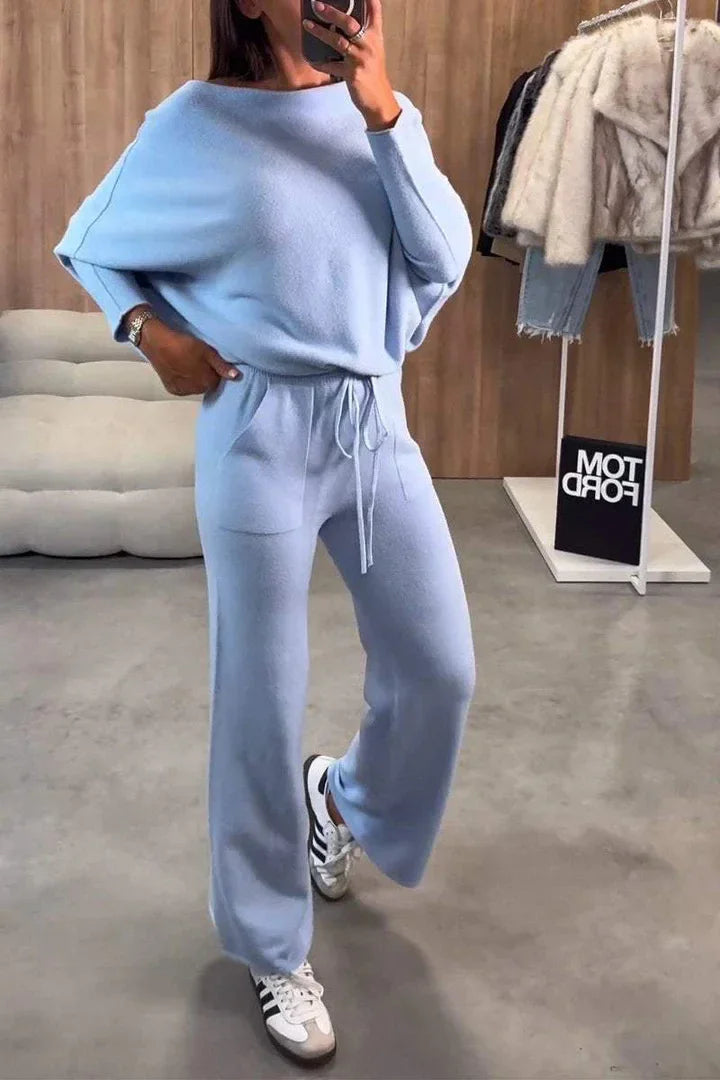 Women Pant Set Two Piece Sets Tracksuit Round Neck Sweatshirts Jogger Lace Up Elastic Waist Long Pants Sport Loose Matching Sets.