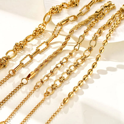 Chunky Stainless Steel Link Chain Bracelet For Woman, Gold Plated Layering Bracelets Wristband Waterproof Jewelry.