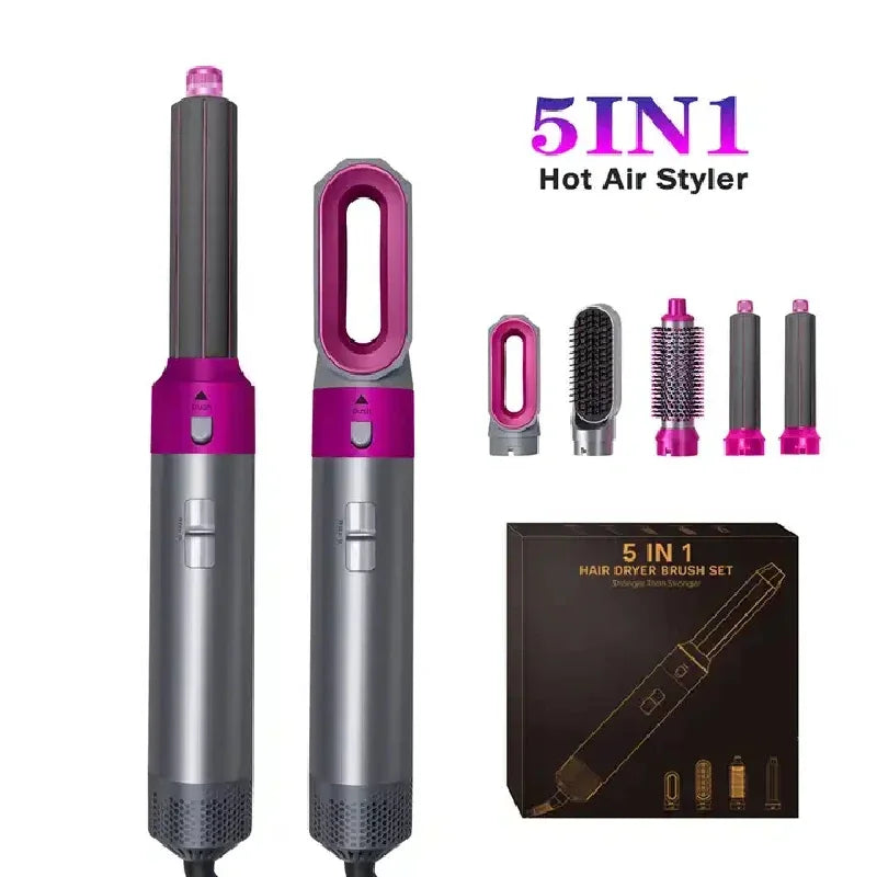 Hair Dryer 5-In-1 Electric Hair Comb Negative Ion Straight Curler Brush Blow Dryer Air Comb Removable Brush Kit Tool