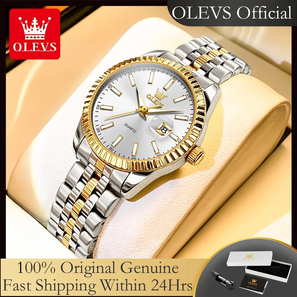 OLEVS 5593 Woman Watch Stainless Steel Waterproof Auto Date Elegant Ladies Wristwatch Luxury Original Quartz Watch for Women New.