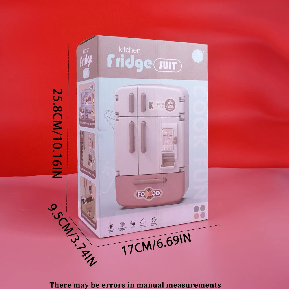 Cute Simulation Microfilm Furniture Double Door Refrigerator 1:12 Dollhouse Kitchen Model Decorations For Girl Birthday Gifts.
