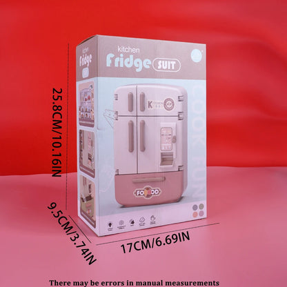 Cute Simulation Microfilm Furniture Double Door Refrigerator 1:12 Dollhouse Kitchen Model Decorations For Girl Birthday Gifts.