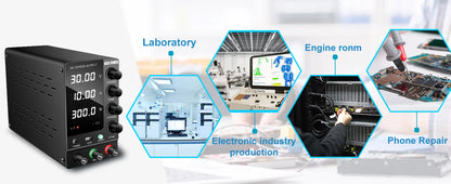 KUAIQU Programmable RS232 Communication DC Power Supply 30V 10A, Adjustable Laboratory Power Supply 60V 5A, 120V 3A, Edit Stored