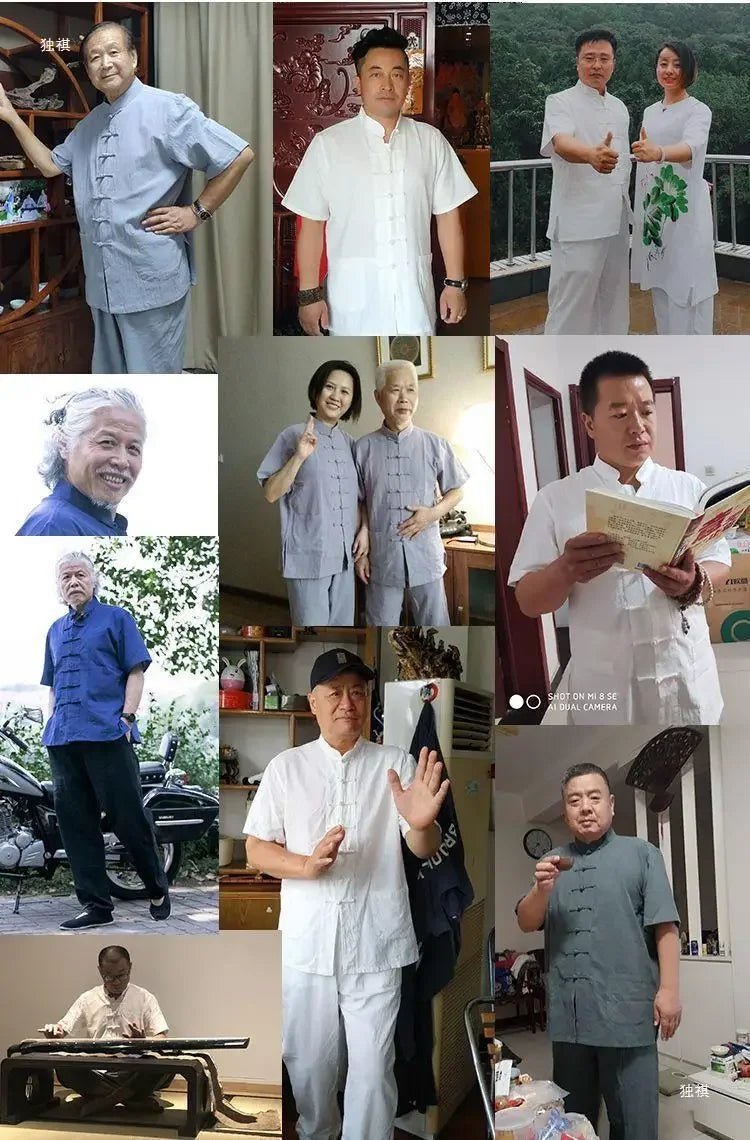 Traditional Chinese Men's Tang Suit Cotton Linen Ancient Costume Tea Servant Zen Meditation Clothing Middle Mountain Hanfu