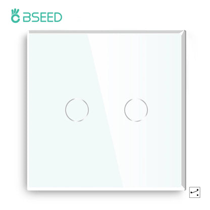 BSEED 1/2/3Gang Touch Licht Schalter Glas Panel 2Way Wand Schalter Led Ändern Schalter Blaue Hintergrundbeleuchtung EU Steckdosen USBC Port