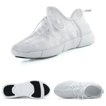 Fiber LED Shoes Light up Flashing -7 Monochrome LED Shoes Halloween Adult Boys Girls Women Children USB charging.