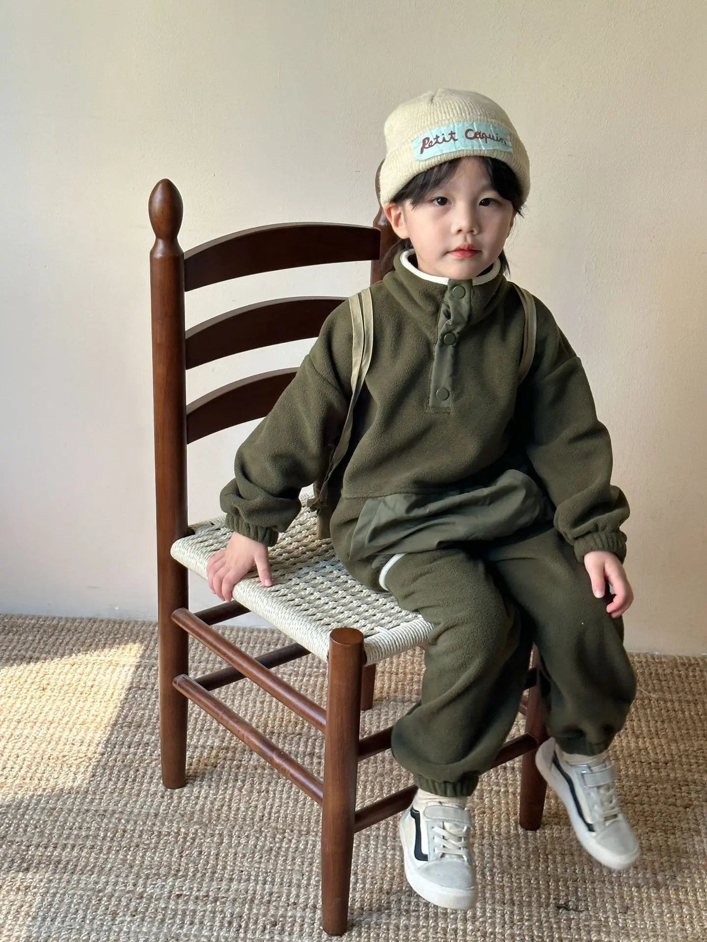 2025 Winter New Children Polar Fleece Sweatshirt Set Boys Girls Plus Velvet Thick Warm 2pcs Suit Kids Casual Sports Outfits