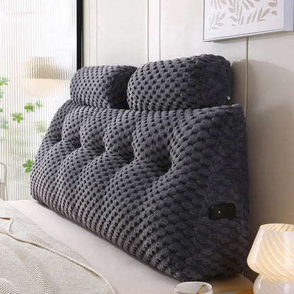 Wedge Headboard Pillow Bed Wedge Pillow for Headboard Triangular Headboard Pillow with Neck Roll Pillows with Removable Cover.