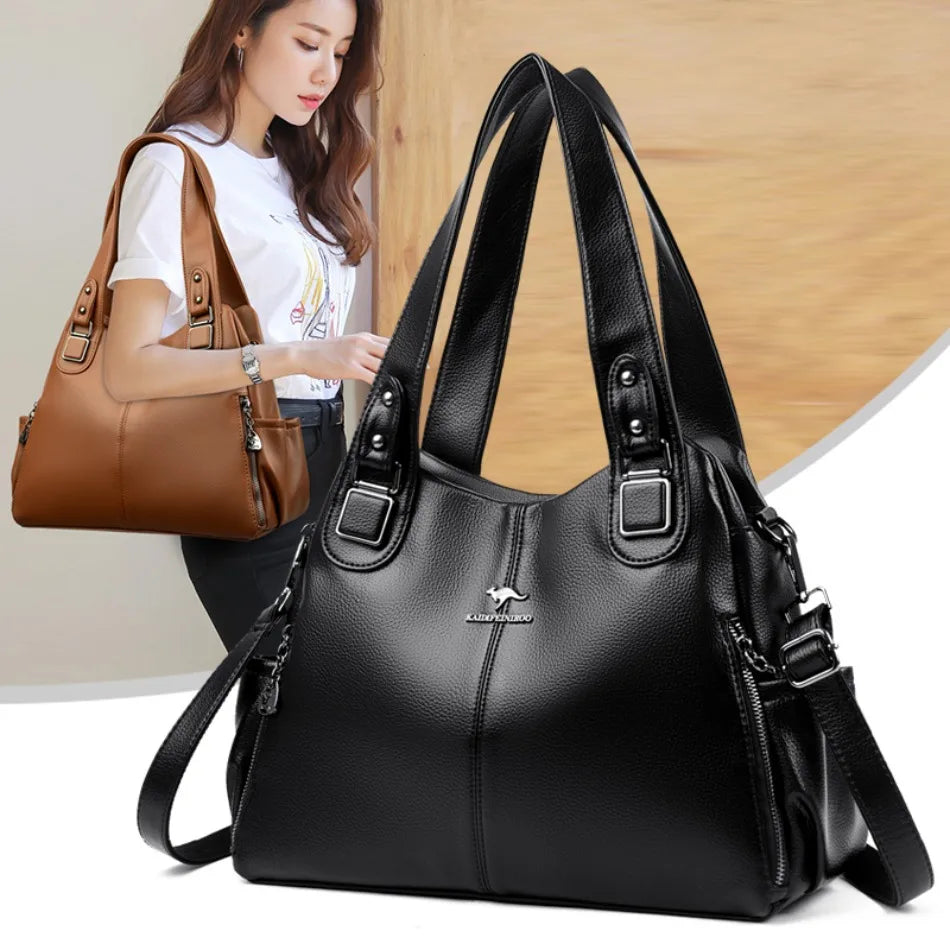 Genuine Soft Leather Handbags for Women Casual Shoulder Tote Bag Luxury Designer Ladies Large Capacity Purse Bags Sac A Main Hot.