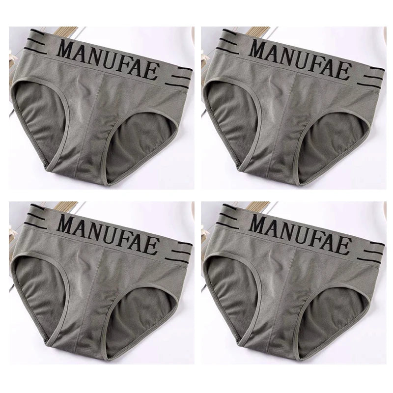 4pcs Mens Sexy Briefs Teenager Sport Underwears Plus Size Fat Men's Underpant Panties Students Breathable Fashion Casual Panties.