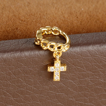 1Pc Stainless Steel Small CZ Hoop Cartilage Earrings Tiny Cross Tragus Rook Daith Earring Tragus Helix Rook Ear Piercing Jewelry.