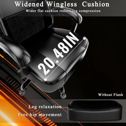 Ergonomischer Gaming-Stuhl, Taschenfederkissen und ausziehbare Fußstütze, hochwertiger, atmungsaktiver Computerstuhl aus PU-Leder für Erwachsene