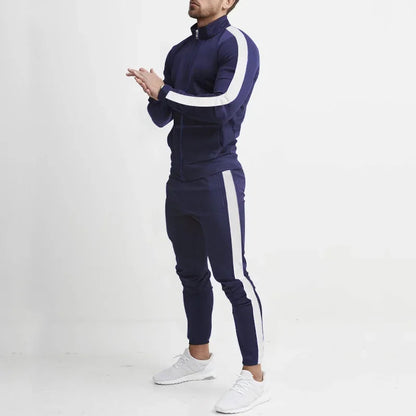 2025 Europe and the United States Spring and Autumn Outdoor New Leisure Men's Sports Suit Color Contrast Outdoor Men's 2 Pieces