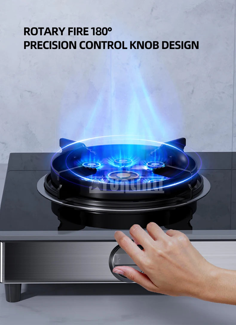 Household Desktop Natural Gas Liquefied Gas Timing Stove Double-Hole Fierce Fire Kitchen Cooker Tool.