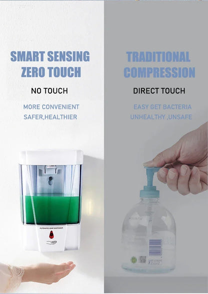 Automatischer berührungsloser Seifenspender 700 ml, wandmontierter, batteriebetriebener Sensor-Handwascher mit großem Fassungsvermögen für Badezimmer und Küche