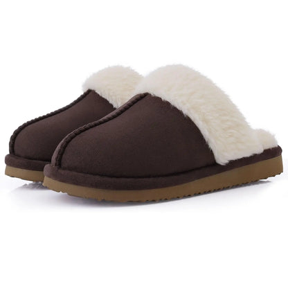 Kidmi Winter Men Plush Slippers Suede Fuzzy Soft Fluffy Collar Lining Men Slippers Indoor Warm Furry Fur House Flat Men Shoes.