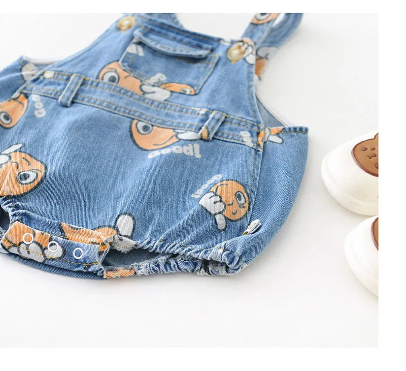 2 Stück Sommer Kinder Baby Denim Bodysuit und Mützen Anzüge einteilige Unisex Kleinkind Jungen Mädchen weiche Jeans Kleidung Jeans Sprung anzüge