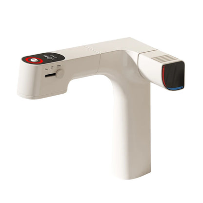 VGX Purified Bathroom Faucets Pull Out Water Filter Tap White Basin Mixer Sink Faucet Gourmet LED Display Brass Tapware Crane