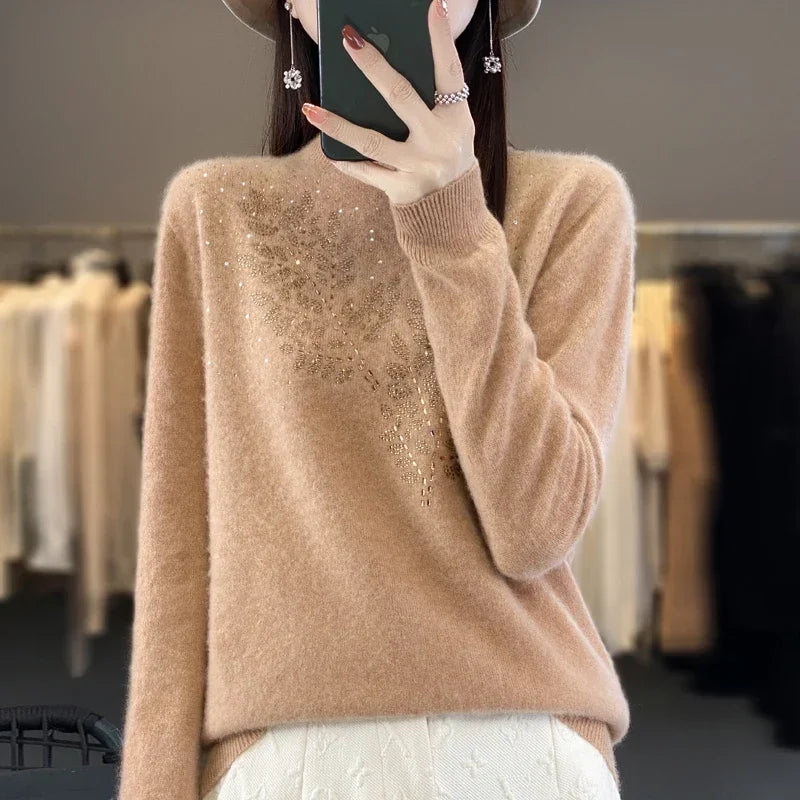 Frauen Pullover Dicke Warme Herbst Winter Mock Neck Mode Pullover Langarm Grundlegende Jumper Stricken Bodenbildung Shirt Koreanische Pullover.