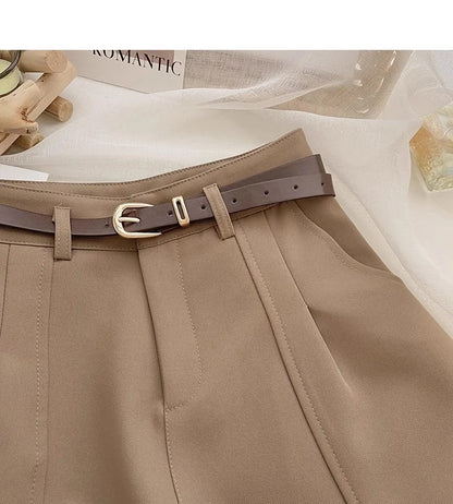 Casual Women A-Line Shorts Fashion Office Lady Commute Vintage Solid High Waist Short Pants Casual Streetwear Summer Trousers.