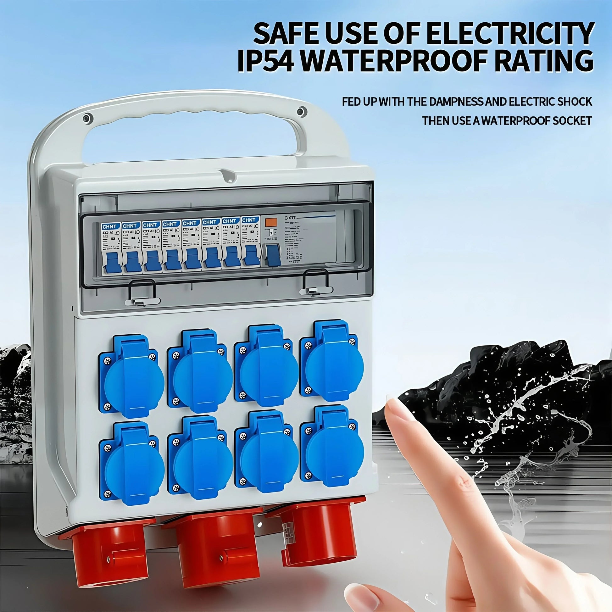 IP54 wasserdichte Bewertung EU UK Brasilien Französisch deutsche Außensteckdose 16A 250V Industriequalität Schalttafelsteckdose Steckdosen.