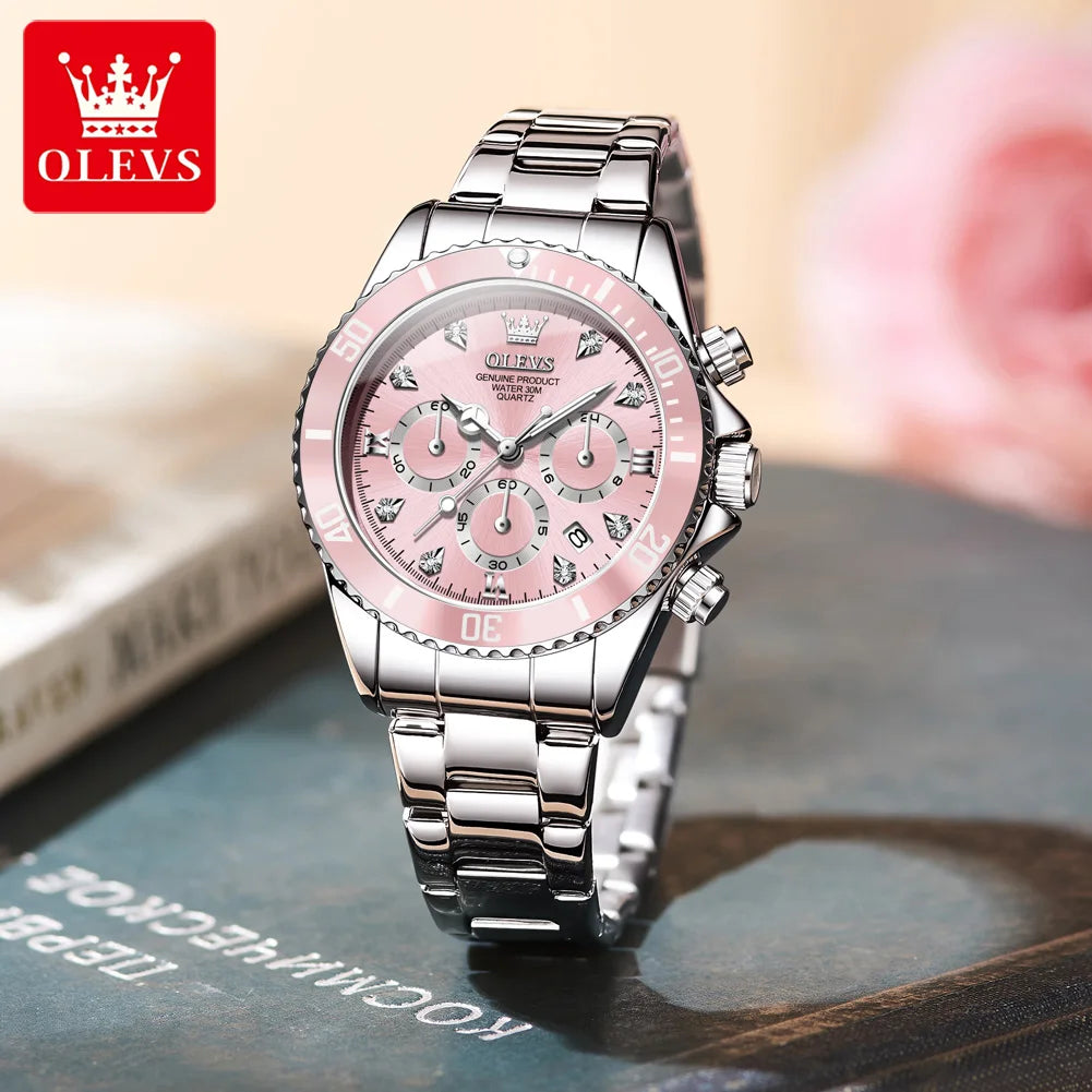 OLEVS 5632 Womens Watch Elegant Luxury Quartz Watch Zircon Scale Waterproof Luminous Automatic Date Ladies Watch Gifts Original