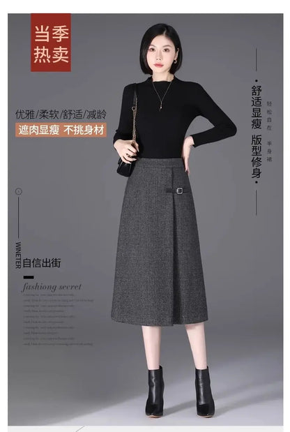 2025 Autumn New All-match Fashionable High Waist A-line Skirt Women Clothes Office Lady Simplicity Irregular Slim Skirts Ladies.