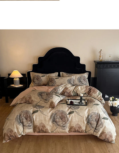 Cotton Bedding Set Luxury Soft Duvet Cover Flat Sheet Pillowcases Single Double Queen King Size Quilt Cover Set