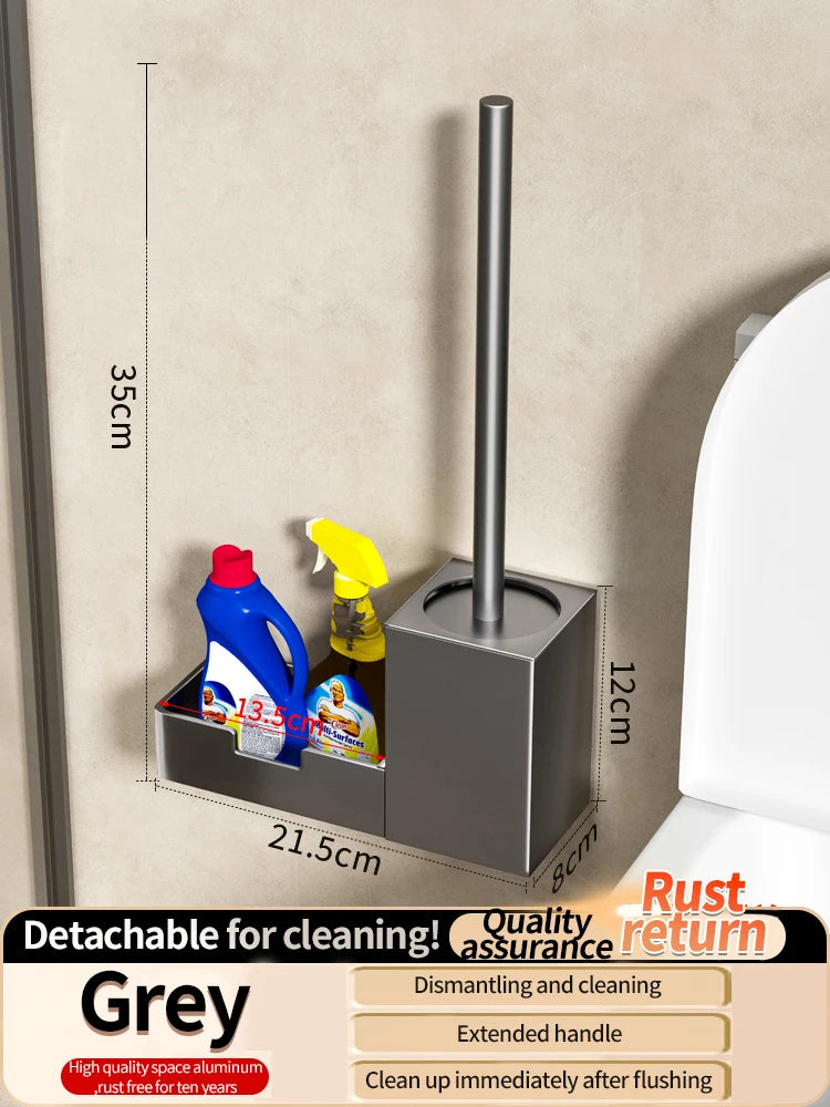 Kein Stanzen Badezimmer-Toilettenregal/Badezimmer-Wandbehang-Toilettenregal/Toilettenbürstenaufbewahrung