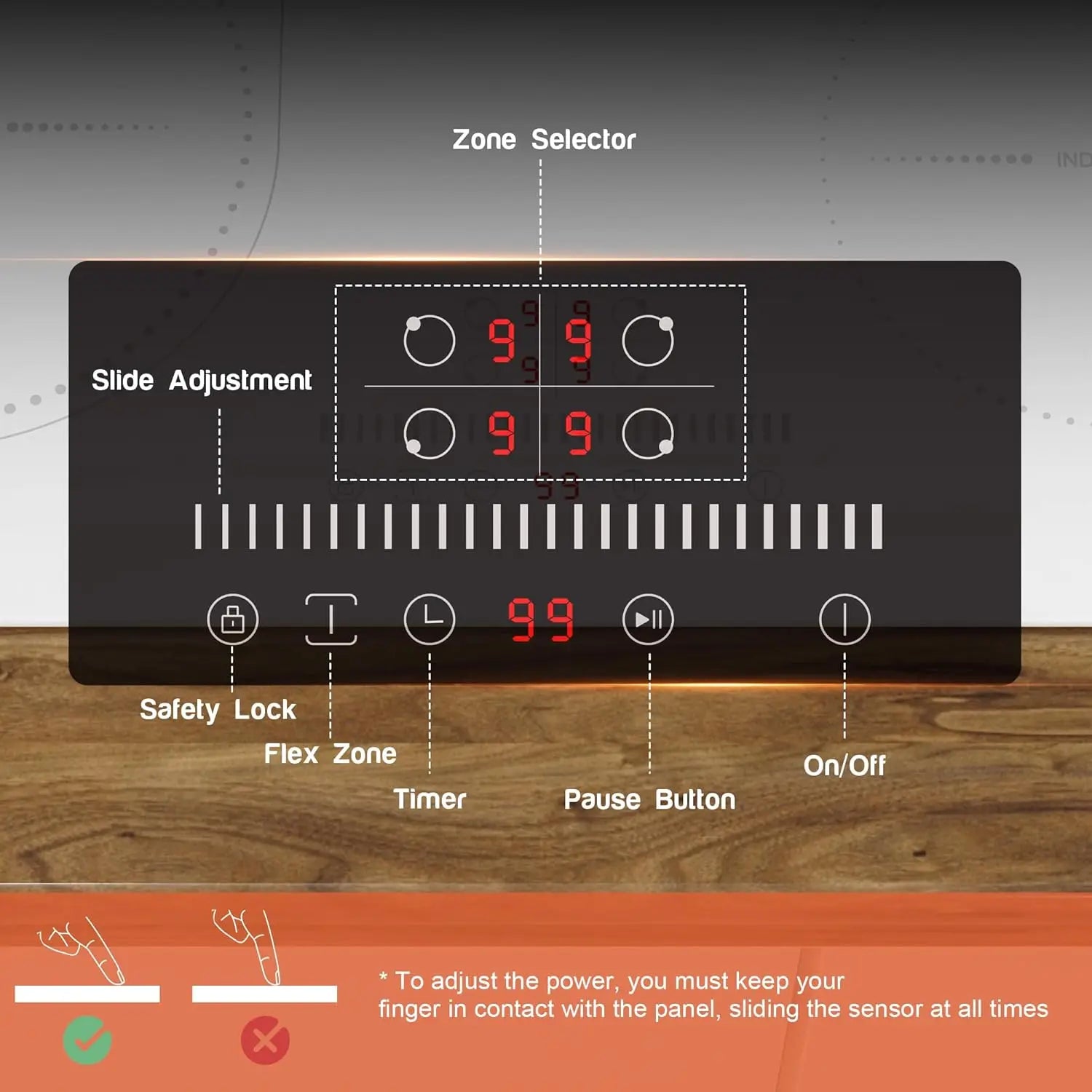 NOXTON White/Black Induction Hob Plug in, (UK:2800W/EU:3500W) 4 Zones with 1 Grill Zone, 60CM Touch, Safety Lock,Ceramic Glass.