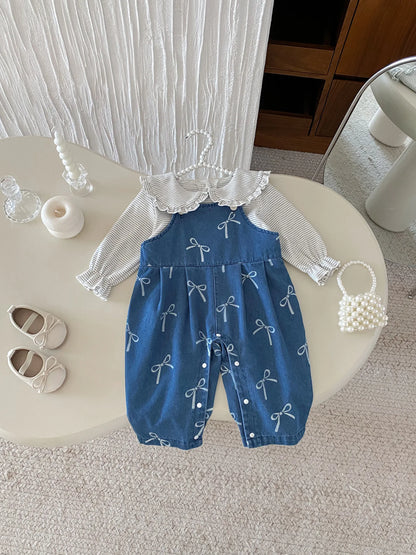 Baby Kleidung Herbst Neue Set, Kinder Koreanische Denim Overalls Zwei-stück Set, Ein Jahr Altes Baby Herbst Outfit.