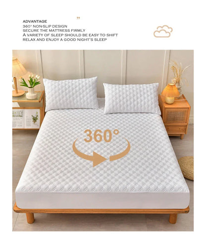 WASART Waterproof mattress protector cover quilted thicken elastic fitted sheet style couple double bed protection pad king size.