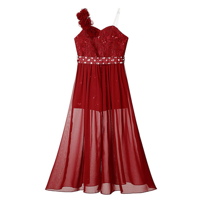 Elegantes Partykleid für Mädchen, Hochzeit, Geburtstag, Abschlussball, Bühne, Festzug, glänzende Pailletten, Perlenapplikation, Spitze, Chiffon, Overall-Kleider.